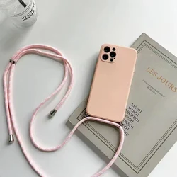 Crossbody Liquid Silicone Phone Case with Strap and Chain Lanyard for Reno 13 Pro Global (Begonia flour-3)