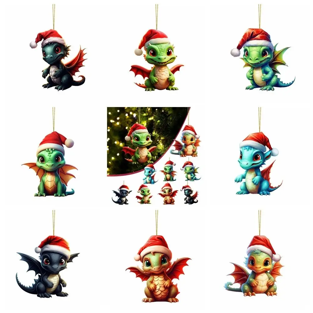 

Flying Dragon Acrylic Dragon Pendant 2D Cartoon Xmas Dinosaur Keychain Cute Eye-Catching Dragon Egg Car ornaments Car Pendants