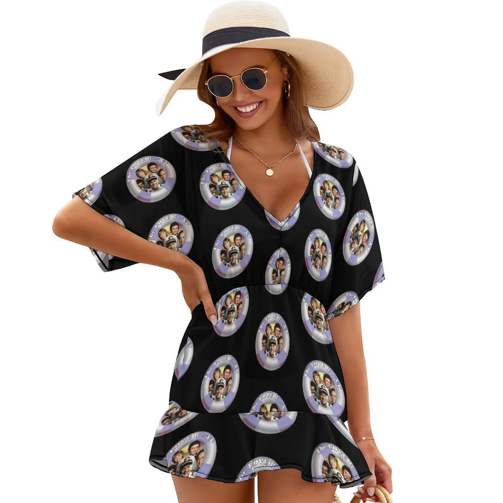 

The Love Boat lifesaver retro graphic Cover Ups cocktail dresses dress women elegant luxury
