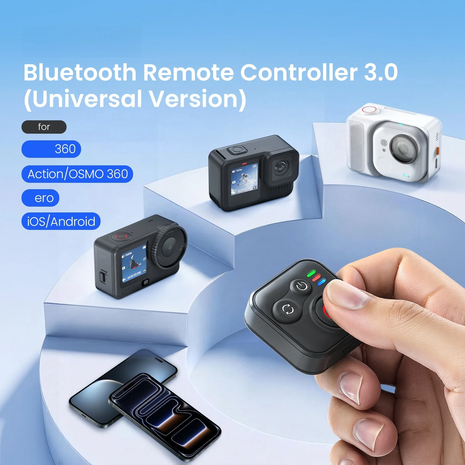 Télécommande Bluetooth pour Insta360 Go Ultra X4 Air X5 DJI OSMO 360 Action 6/5 Pro/4