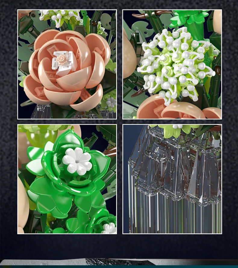 Mould King 24109 Blumenstrauß-Spielzeug Das MOC Weiße-Rosen-Baustein-Set Blumen-Baustein-Modell-Set Kinder Weihnachtsgeschenk – Detail 4