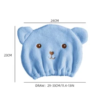 Serviette de bain Super absorbante pour sécher les cheveux, bonnet en Microfibre douce et sèche, ours de dessin animé mignon, accessoires de salle de bains, Bonnets 2