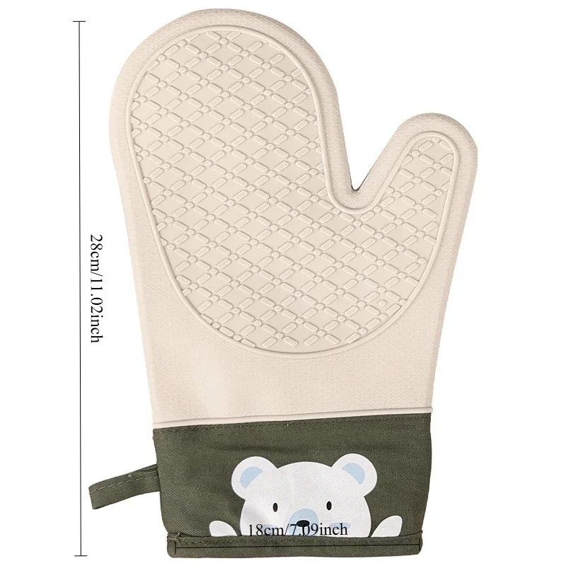 1pcs Silicone heat insulation gloves thickened, non-slip, high temperature oven gloves baking and scalding kitchen hand clamps