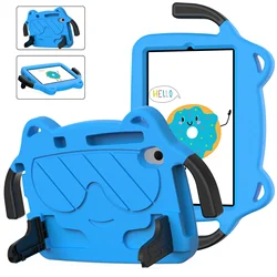 Adorable Cartoon Kids Protective Case with Handle for Matepad SE 10.4 2023 (Sky Blue)