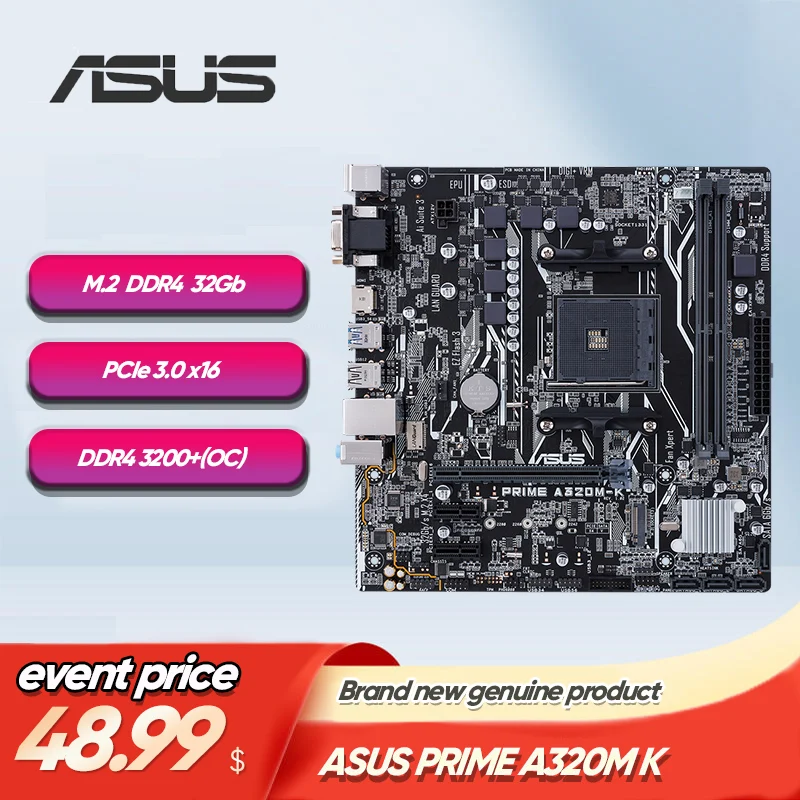 ASUS PRIME A320M K A320M AMD A320 DDR4 3200MHz, 32Gb/s M.2, HDMI, SATA 6Gb/s, USB 3.0 can support R3 R5 R7 R9 Desktop CPU|Motherboards| - AliExpress