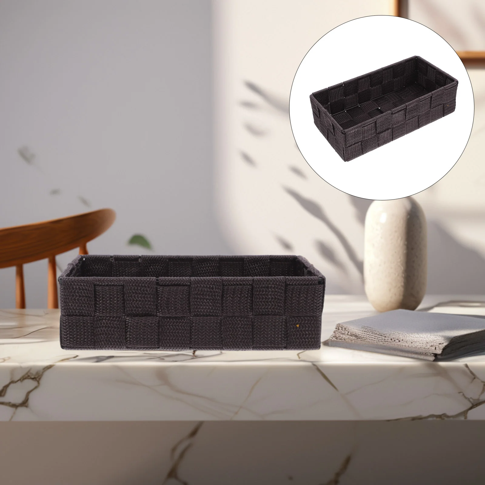 Storage Basket Bathroom with Lid Accessories Countertop Baskets Bathtub Tray Sink Decor Box Wicker