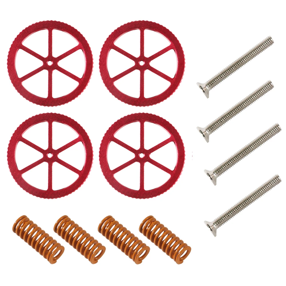 4pcs Aluminum Hand Twist Leveling Nut and 4pcs Hot Bed Die Springs Printer Compression Springs Compatible with 4pcs M4 Screws 4pcs printer hot bed screws nuts compression mould die springs screws nuts