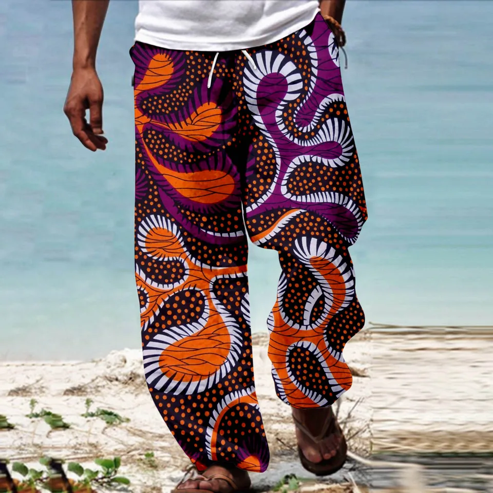 Men's Casual African Dashiki Beach Pants