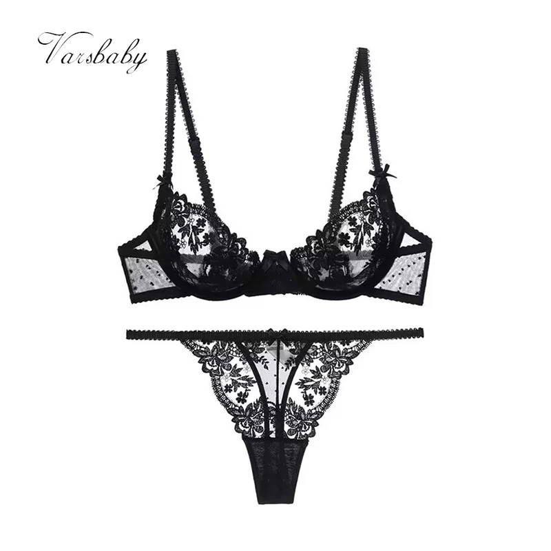 Varsbaby Ladies Sexy Lightweight Sheer Mesh Adult Bra Panties Set