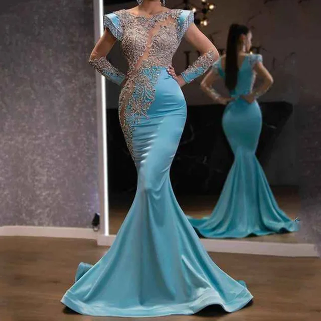 Dunni Satin and Applique Lace Mermaid Dress - Image 2