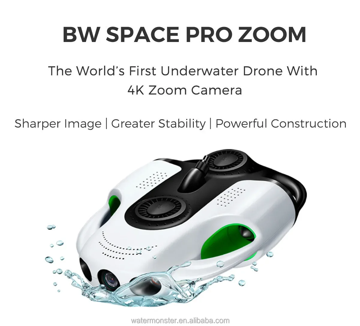 6X Zoom Camera ROV 100M Youcan Robot BW Space Pro Zoom Underwater Drone with 4K UHD Image Stabilization 1080P Real-time Preview