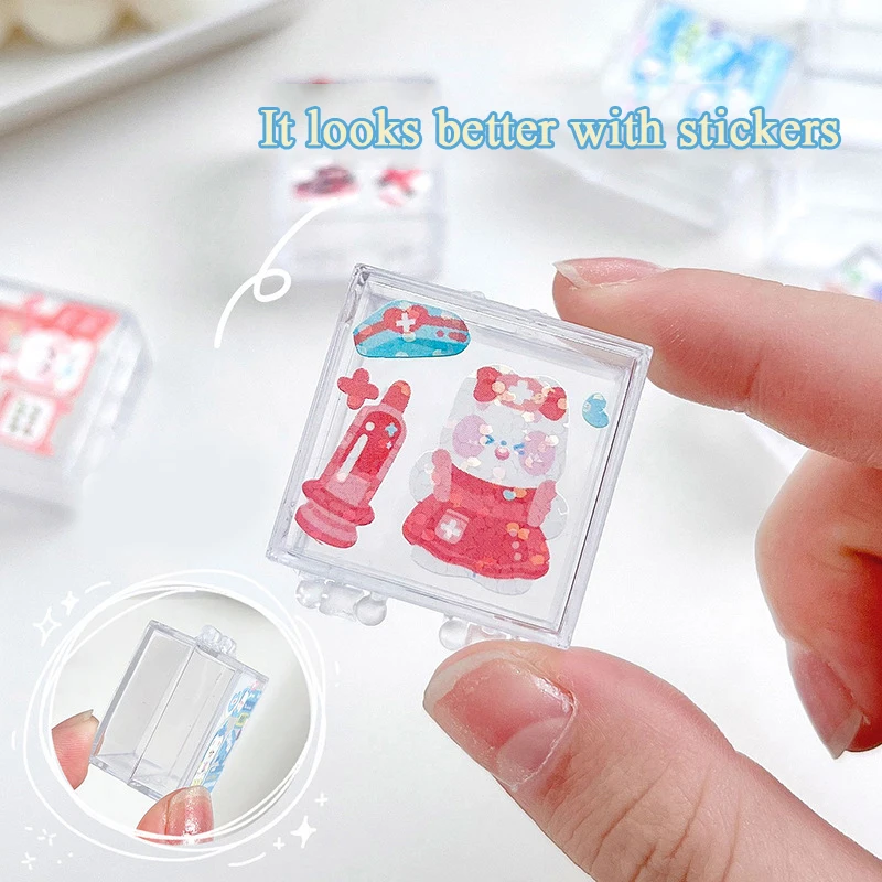 Mini Clear Storage Box Transparent Square Plastic Box Earrings Jewelry Packaging Small Cards Storage Jewelry Organizer Case
