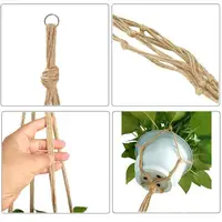 Hanging Basket Manual Flower Pot Net Bag Braided Home Vintage Decor Plant Sling Knotted Rope Garden Plant Hanger Pot Tray 5