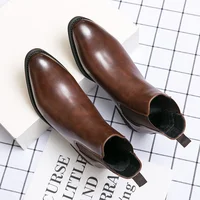New Chelsea Boots Men Shoes PU Brown Fashion Versatile Business Casual British Style Street Party Wear Classic Ankle Boots - Image 5