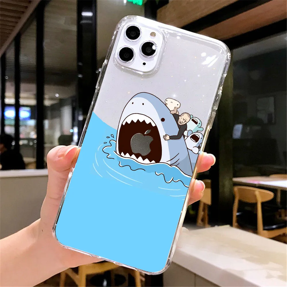 Interactive Funny Mouse Shark Clear Soft Phone Case Cover