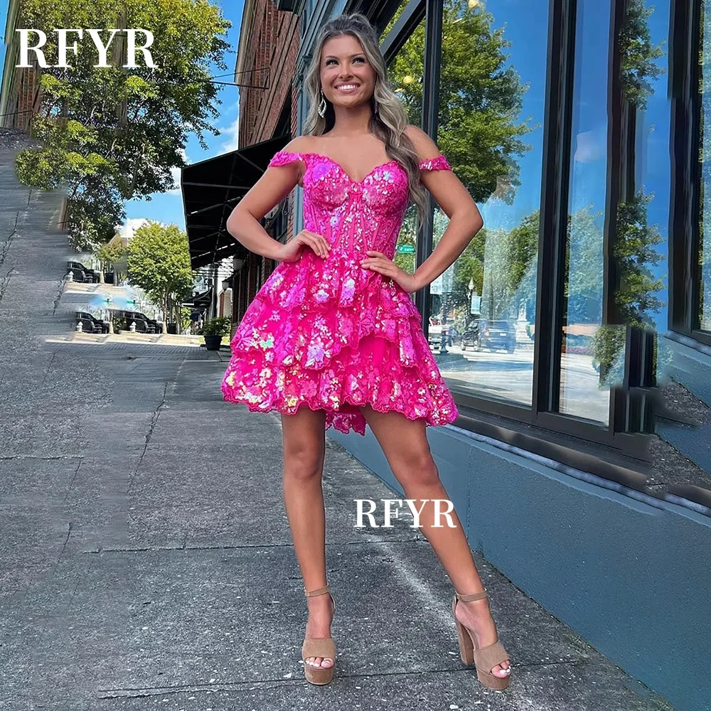 strapless open back dress Red Sequin Beaded String Homecoming Dresses Long Sleeve Short Prom Dre –  Viniodress main image 0