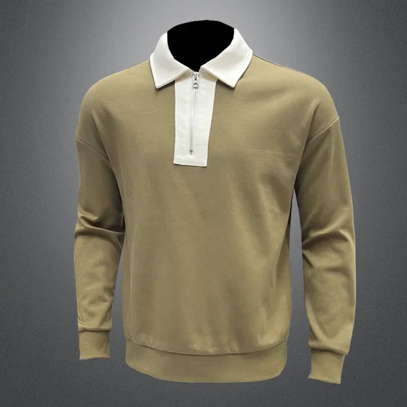 Men's Autumn And Winter Lapel Sweatshirt Fashion Polo Bottoming Shirt