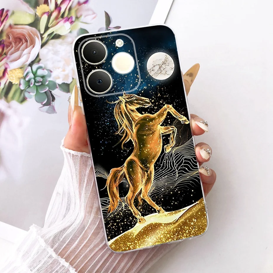 Luxury Lotus Painted Soft Silicone Case - Elegant Protective Cover
