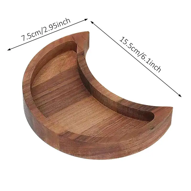 Eid Mubarak Moon Shape Wooden Tray Tableware Dessert Dish Jewelry Plate Crystal Display Holder Ramadan Party Supplies 6