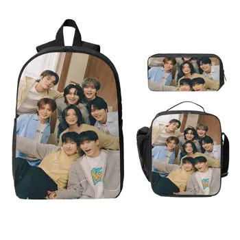3Pcs Ateez Band Backpack Set for Girls Boys Pen Bags Bookbag Sets with Lunch Box For Primary School Students Knapsack 1