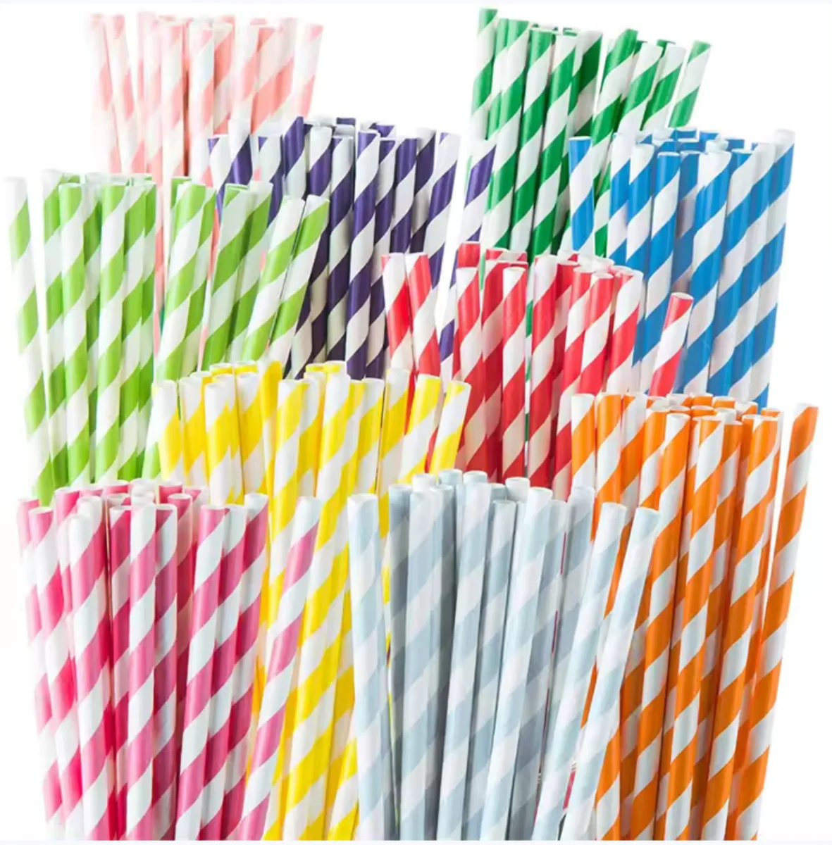 Mix Color Paper Straws 100PCS Disposable Drinking Straws Bulk 6*197mm Decoraation Bar for Cocktail Bars Restaurants