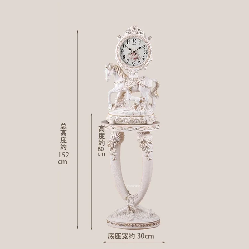 Retro Resin Standing Clock European Creative Horse Floor Clocks Home Decoration Pendulum Clock Living Room Watch Ornaments