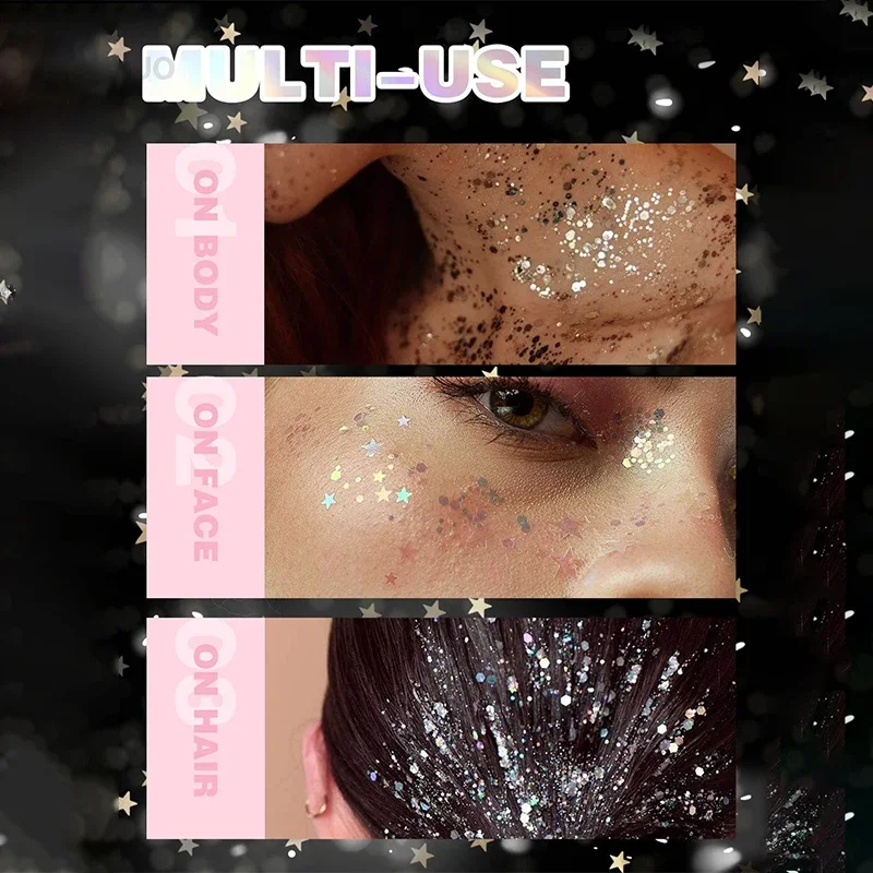 Fine Shimmer Gel Chameleon Sequin Eyeshadow Highgloss Glitter Nail Hair Body Face Multifunction Makeup Decoration Party Festival 4