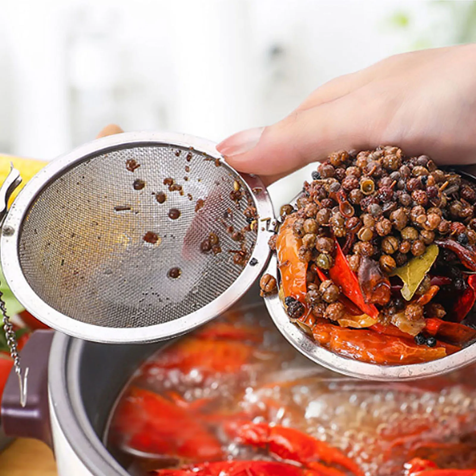 Tea Infuser Strainer Balls Stainless Steel Long-Handle for Loose Leaf Spices Seasonings Kitchen Accessories