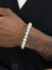 10mm Elastic Imitation Pearl Bracelet for Men Simple White Acrylic Bracelet For Women Hip Hop Fashion Jewelry Accessories 3