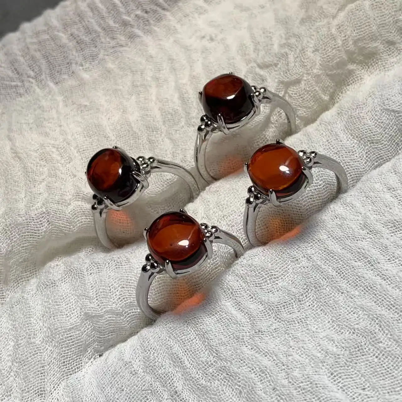 Natural Amber Ring Female Handmade Simple Three-Dimensional Accessories Gem Wholesale Jewelry Organic Gems