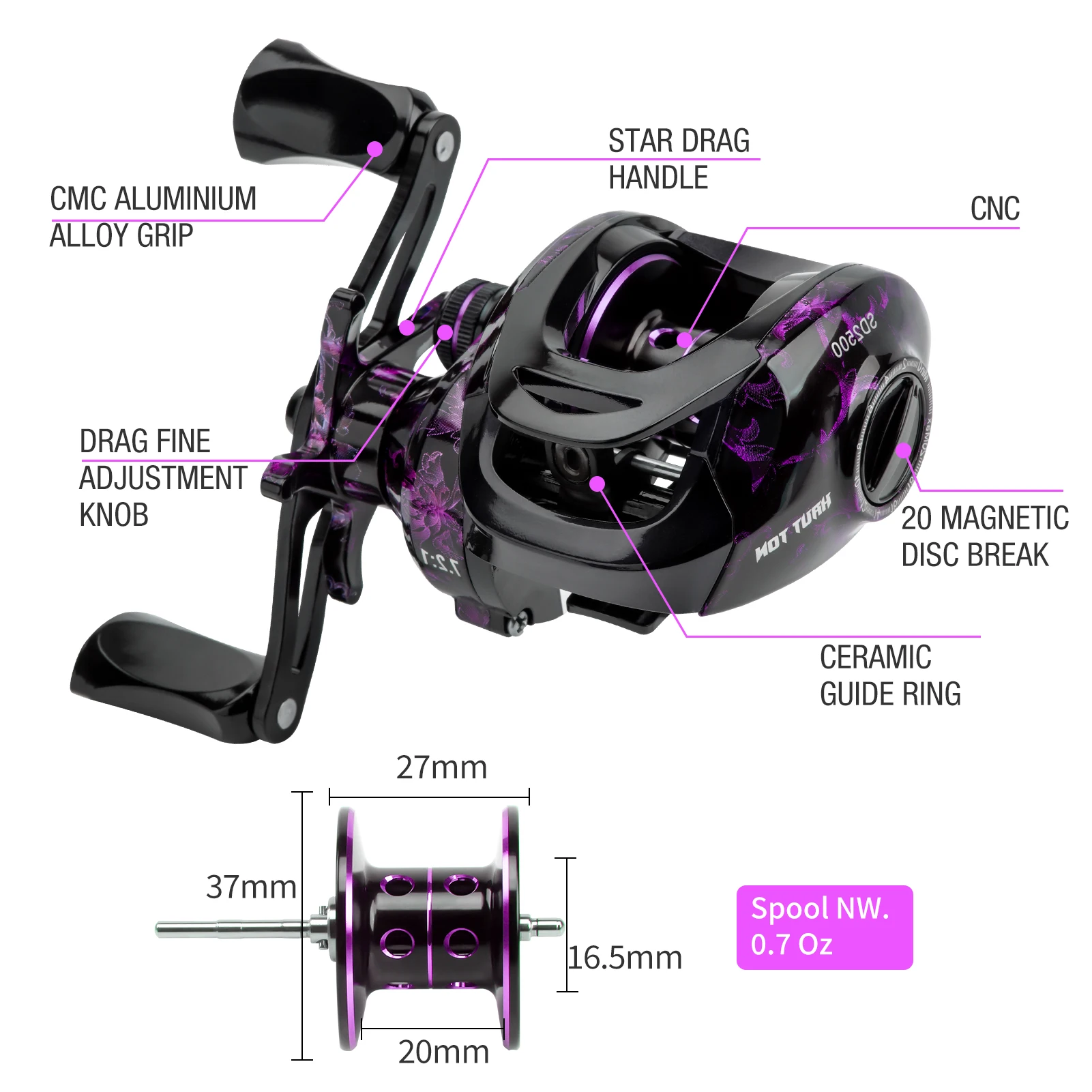 Baitcasting Fishing Reels 17.64 Lbs Max Drag 7.2:1 Gear Ratio 4+1BB Metal Cup Freshwater saltwater