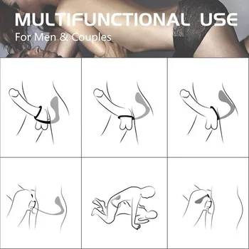 Penis Cock Ring Anus Prostate Massage Organ Anal Plug Cockring for Men Silicone Male Adult Products Sex Toys Masturbator P-Spot 4