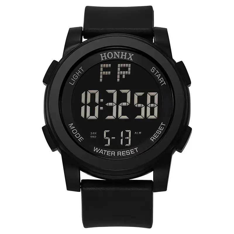 Men's multifunctional luminous watch, digital large dial watch, outdoor sports timing electronic watch
