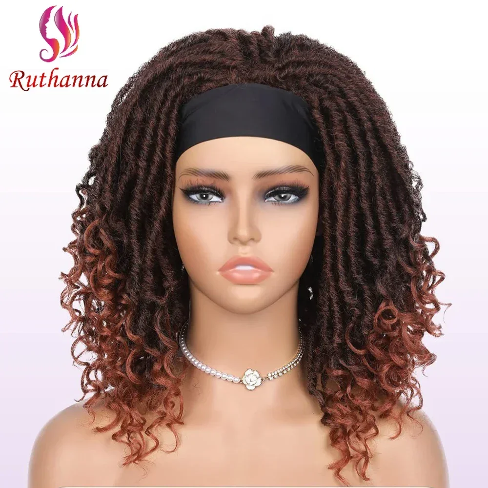 Dreadlocks Headband Wig Synthetic Braided Lce Silk Hairband Wig For Black Women Crochet Hair Tail Curl Dirty Braid Daily Use