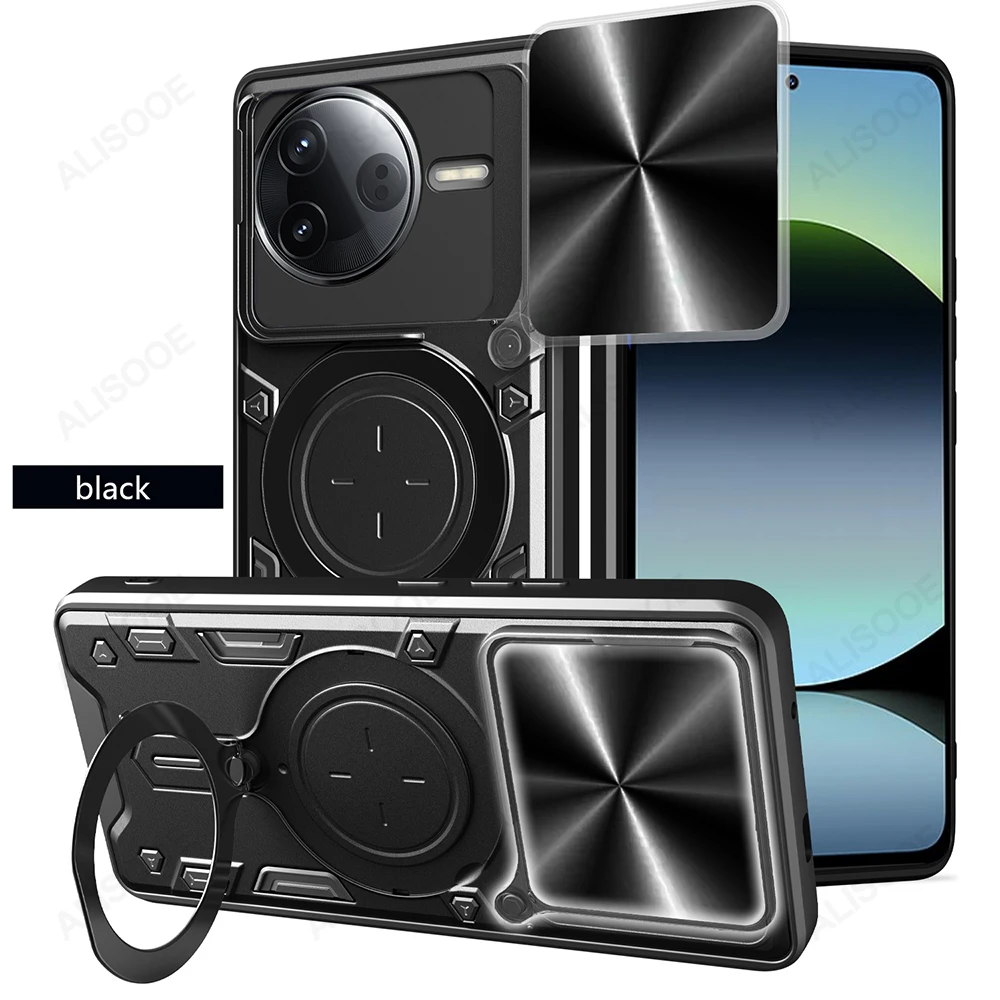 Slide Camera Shield with Ring Stand - Durable Shockproof Phone Case