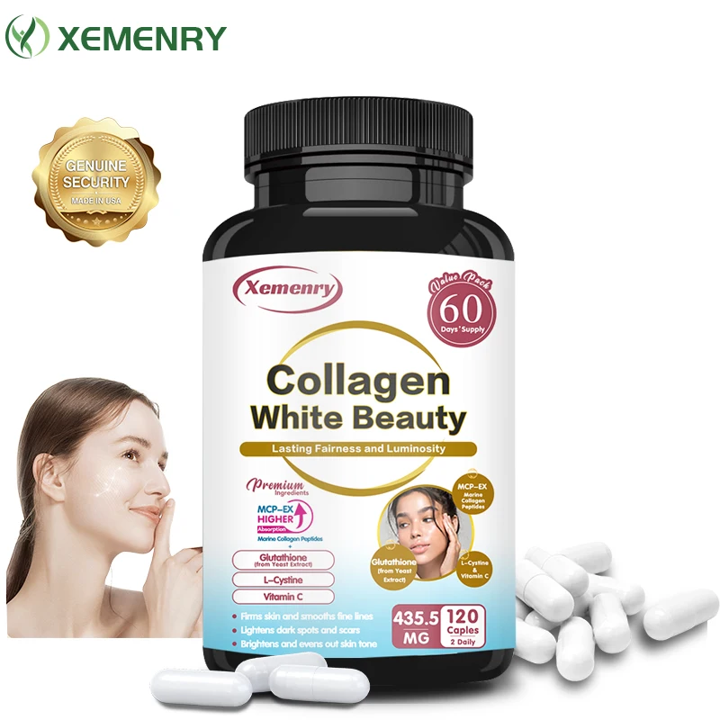 

Collagen Whitening Capsules - Contains Marine Glutathione and L-Cystine, Skin Supplement