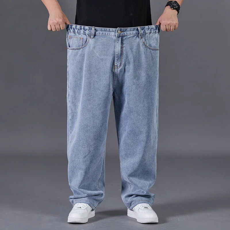Spring Autumn Large Size Jeans Men Large Code Blue Grey Large Oversized The Elastic Big Men Pants 46 50 52 150KG 3