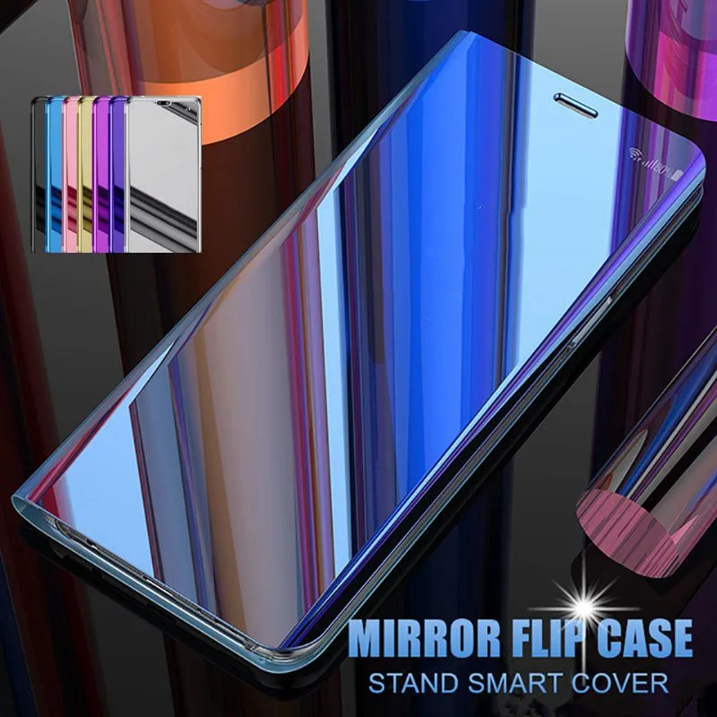 Enhanced Mirror Flip Case with Kickstand and Shockproof Protection - Sleek Protective Cover and Stylish Shell