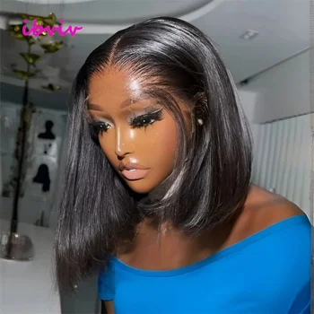 100% 210Density 13x4 Glueless Raw Vietnamese Bone Straight Bob Human Hair Lace Front Wig Preplucked Lace Frontal Human Hair Wigs