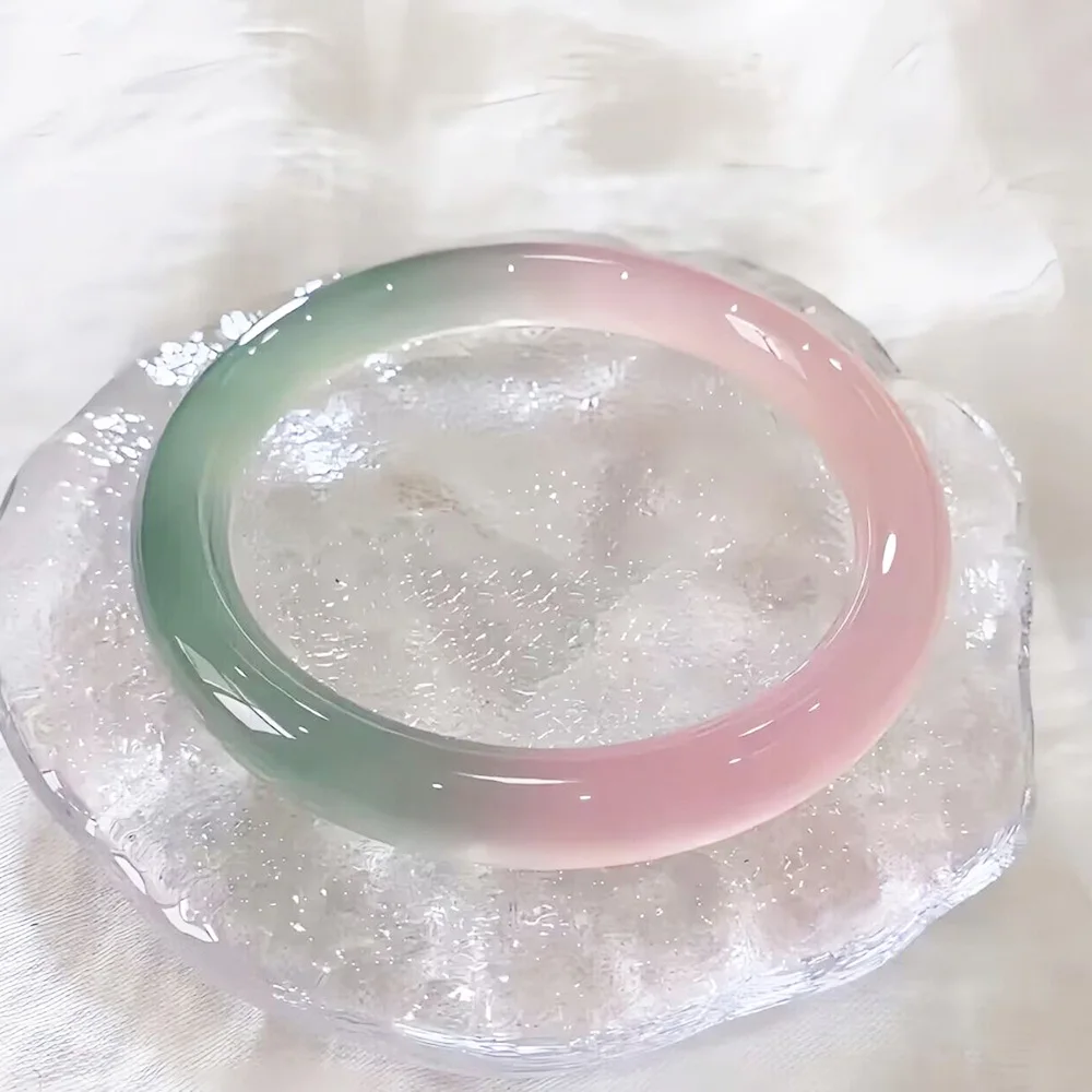 

Pink Chalcedony Round Bracelet Natural Jade Agate Bangle Elegant Handring For Women Fine Jewelry Ladies Gift Free Shipping