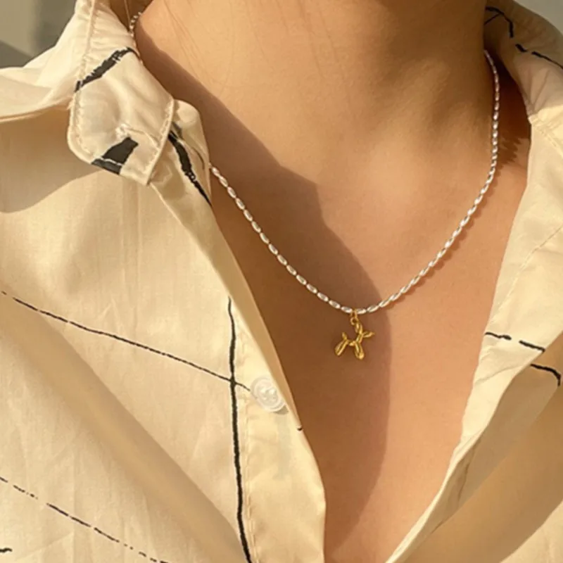Cute Fashion Balloon Dog Pendant Necklace for Women 2025 New Trend Puppy Dog Necklace Party Jewelry Gifts