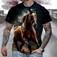 Men's Horse Pattern 3D Printed T-Shirt Summer Fashion Short Sleeve Tees Summer Casual Man Clothing Top Oversized T-Shirt for Men