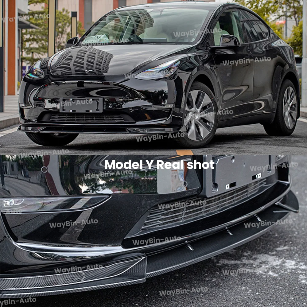 Front Bumper Lip Auto Black Samurai Sport Trim Spoiler ABS Body Kits Auto Exterior Accessoires For-Tesla Model 3 Y