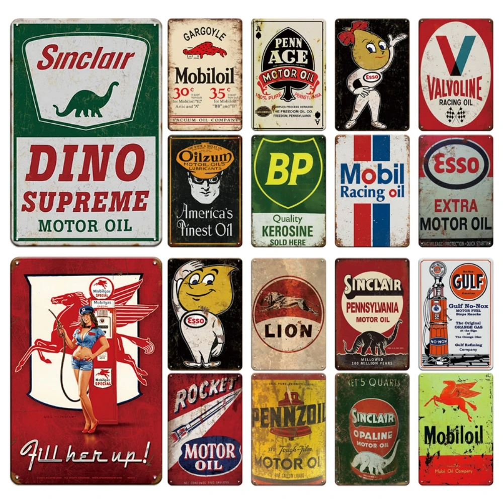 Gasoline-Petroleum-Engine-oil-Vintage-Fun-Poster-Metal-Tin-Sign-Gas-Oil ...