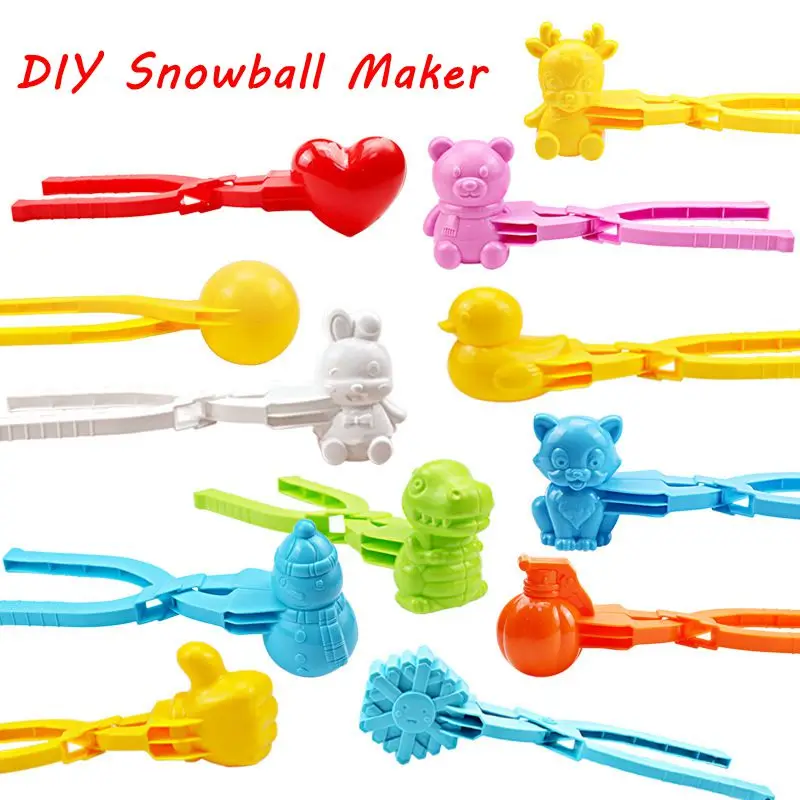 Rice Ball Mold 4-1pc Duck DIY Snowball Maker with Handle Winter Snow Toys Cute Animal Shaper for Kids Adults