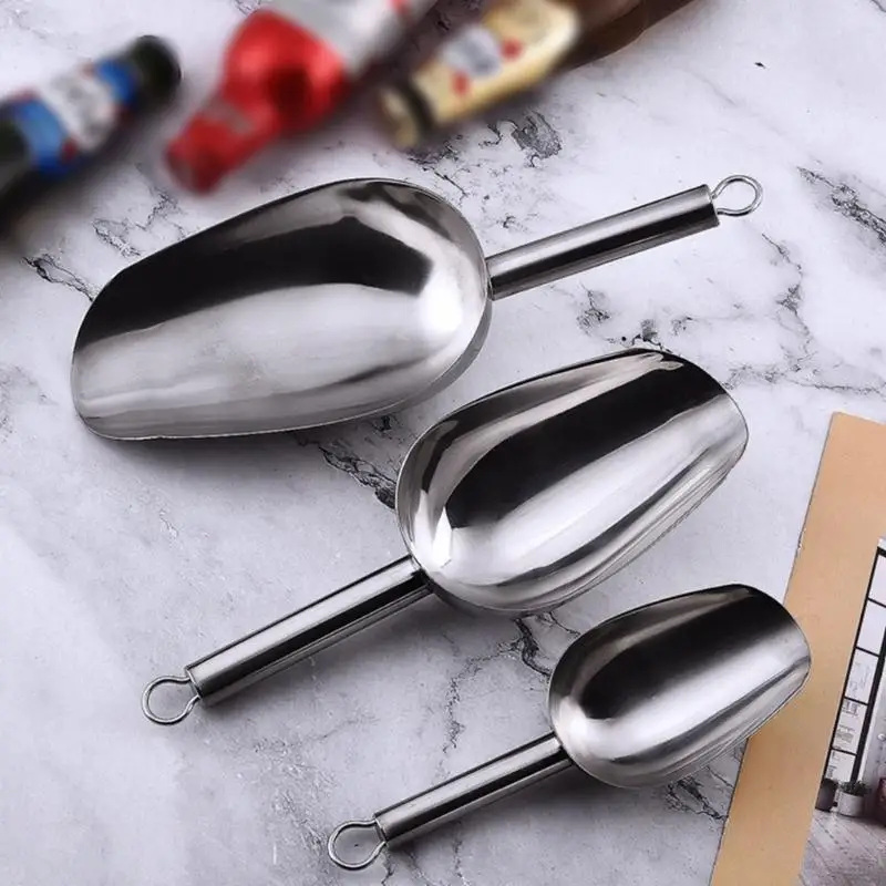 547F Stainless Steel Shovel Thickened Ice Scooper Grains Spices Candy Flour Nut Measuring Spoon Practical Kitchen Accessories