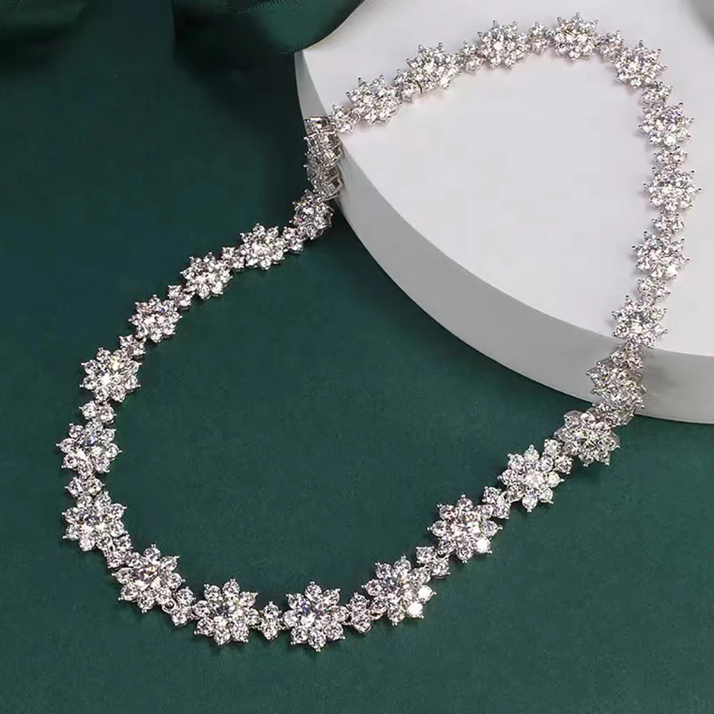 Serenity 38.96ct Sunflower D Color Moissanite Necklace Women Wedding Bridal S925 Sterling Silver Bracelet Earrings Fine Jewelry