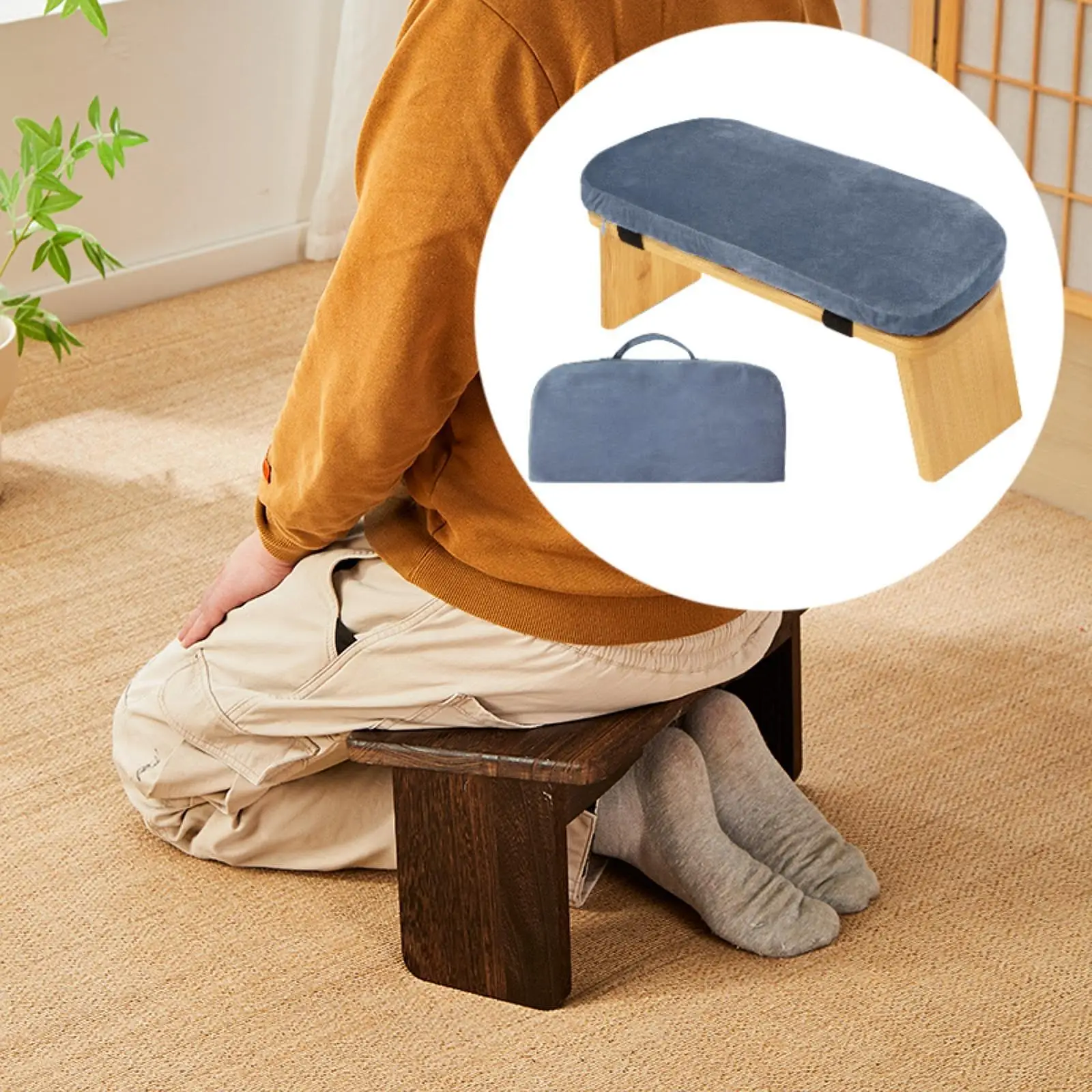 Wobble Stool Foldable Meditation Bench With Velvet Cushion & Carry