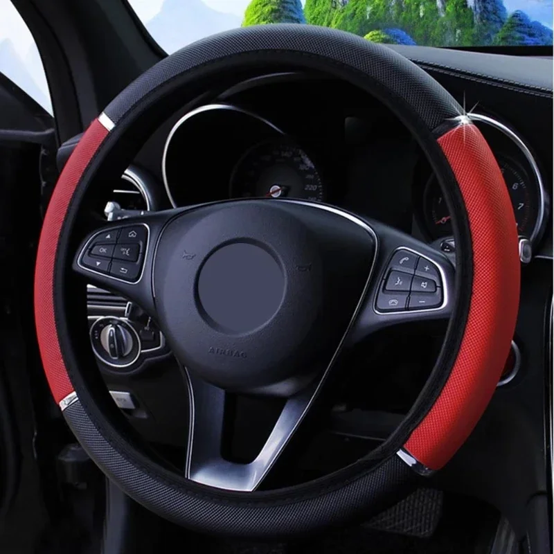 Universal Car Steering Wheel Braid Leather Anti-Slip Car Steering Wheel Cover Car-styling Auto Accessories Steering Wheel Cover