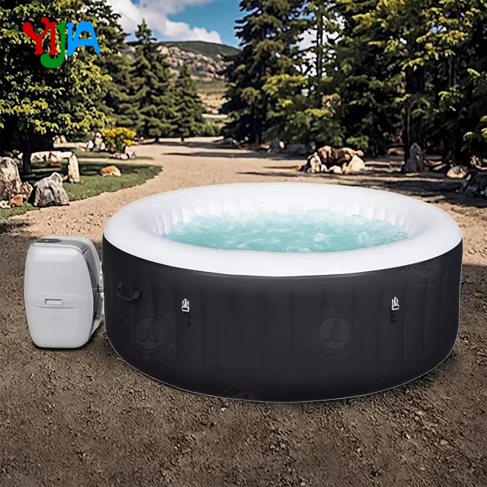 2-4 คนInflatable Hot Tub,แบบพกพาHot Tub,Leak-Proof Blow Up Hot Tub 120 Air Jets,PVCสปากลางแจ้งพร้อมฝาครอบ 1